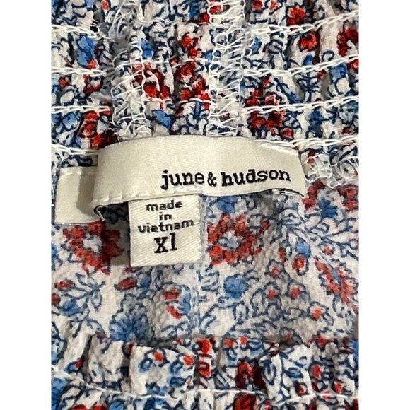 June & Hudson Floral Print Short Sleeve Blouse XL Lightweight Polyester Spandex - Picture 4 of 7